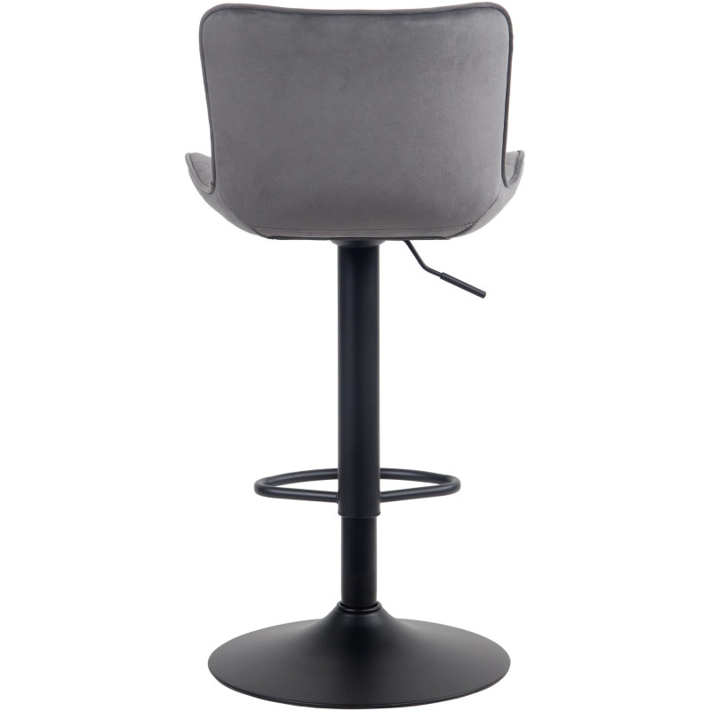 Tabouret de bar moderne matelassé en Velours Gris foncé Métal Noir Wynlia - 3