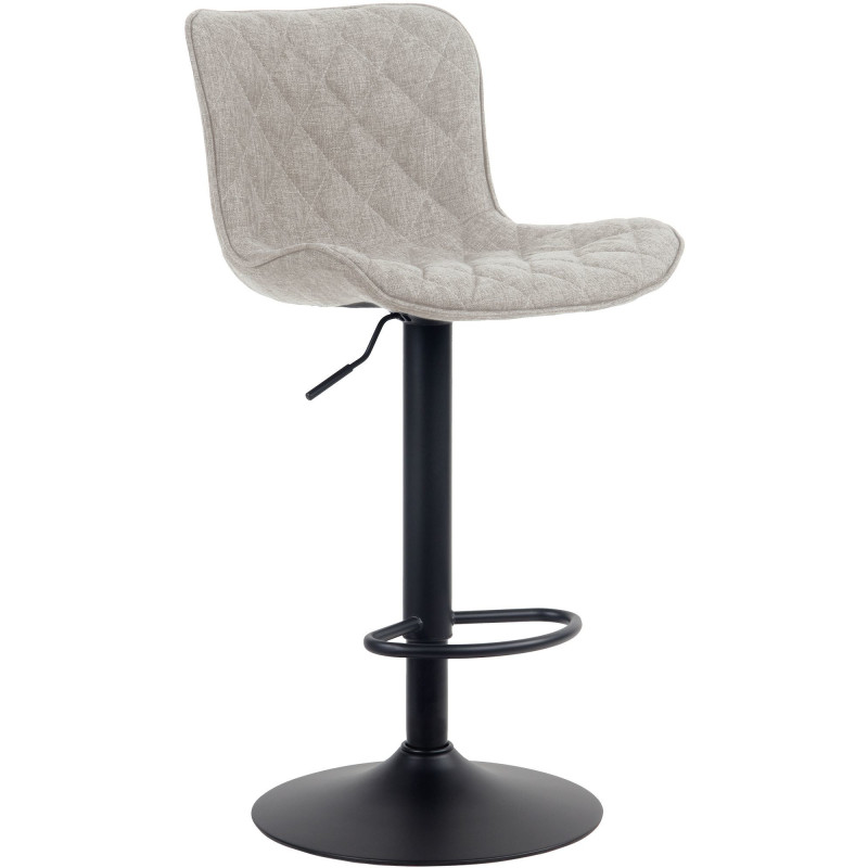 Tabouret de bar moderne matelassé en Tissu Taupe Métal Noir Wynlia - 1