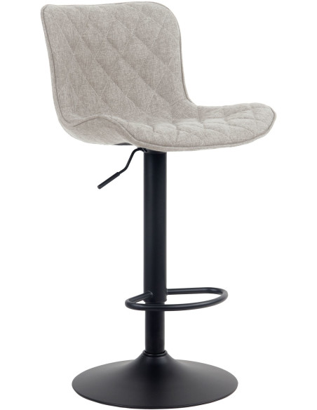 Tabouret de bar moderne matelassé en Tissu Taupe Métal Noir Wynlia - 1