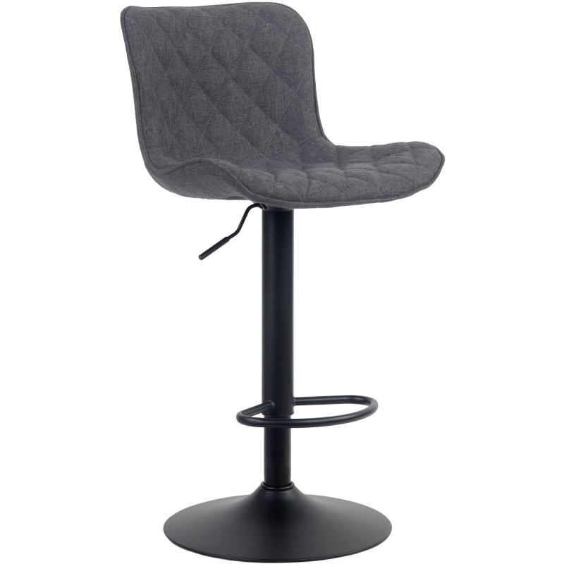 Tabouret de bar moderne matelassé en Tissu Noir Métal Noir Wynlia - 1