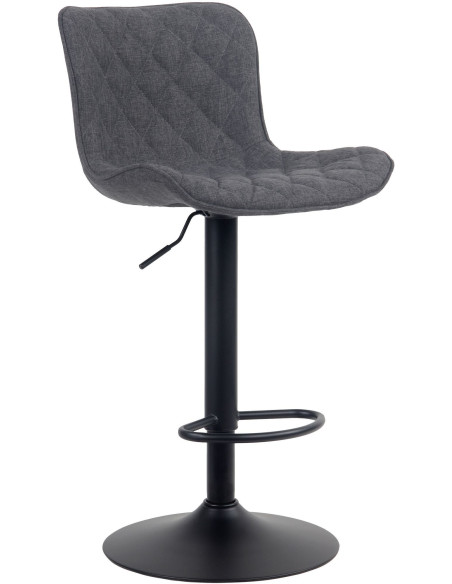 Tabouret de bar moderne matelassé en Tissu Noir Métal Noir Wynlia - 1