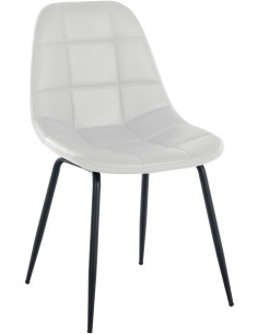 Chaise salle à manger moderne en Polyuréthane Blanc Métal Noir Maralys  - 1