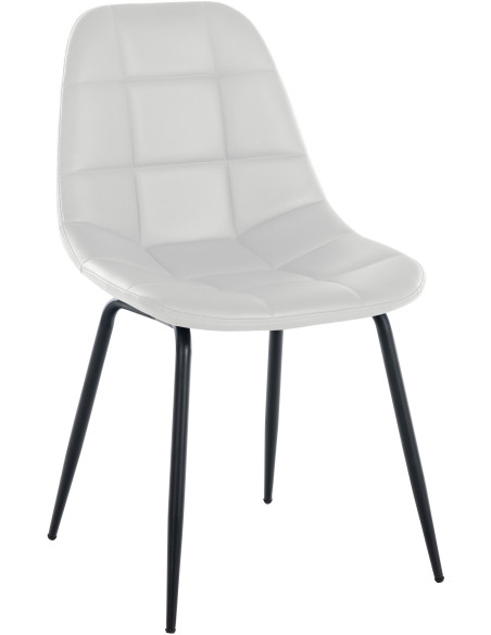 Chaise salle à manger moderne en Polyuréthane Blanc Métal Noir Maralys  - 1