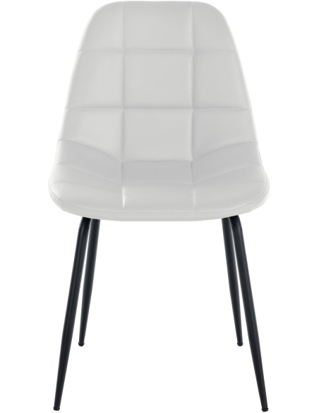 Chaise salle à manger moderne en Polyuréthane Blanc Métal Noir Maralys  - 2