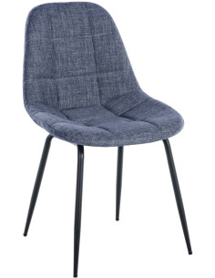 Chaise salle à manger moderne en Tissu Bleu Métal Noir Maralys - 1