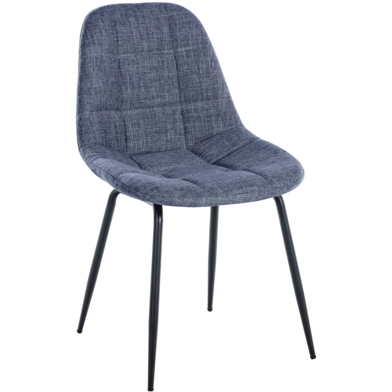 Chaise salle à manger moderne en Tissu Bleu Métal Noir Maralys - 1