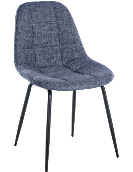 Chaise salle à manger moderne en Tissu Bleu Métal Noir Maralys - 1