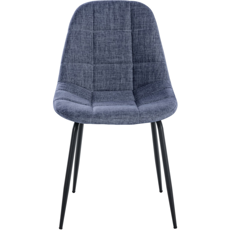 Chaise salle à manger moderne en Tissu Bleu Métal Noir Maralys - 2