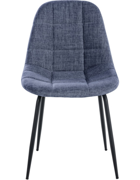 Chaise salle à manger moderne en Tissu Bleu Métal Noir Maralys - 2