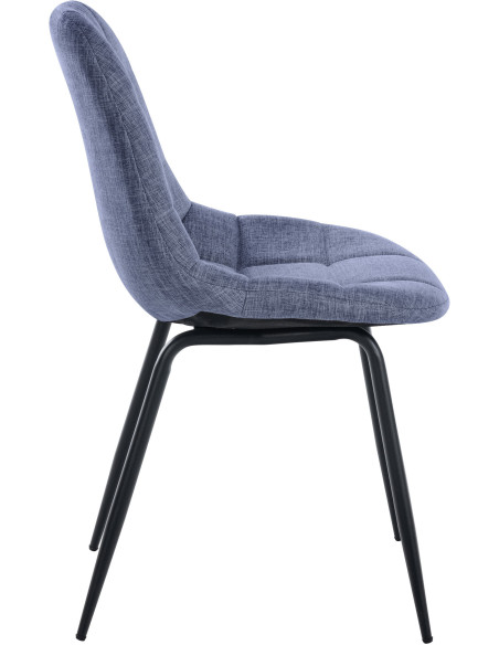 Chaise salle à manger moderne en Tissu Bleu Métal Noir Maralys - 3