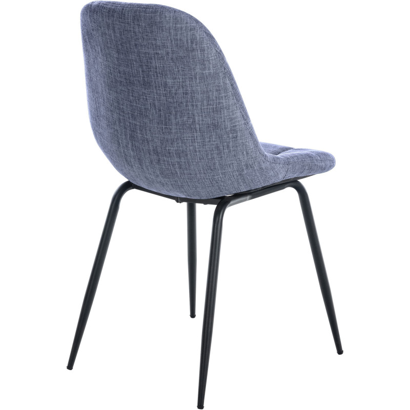 Chaise salle à manger moderne en Tissu Bleu Métal Noir Maralys - 4