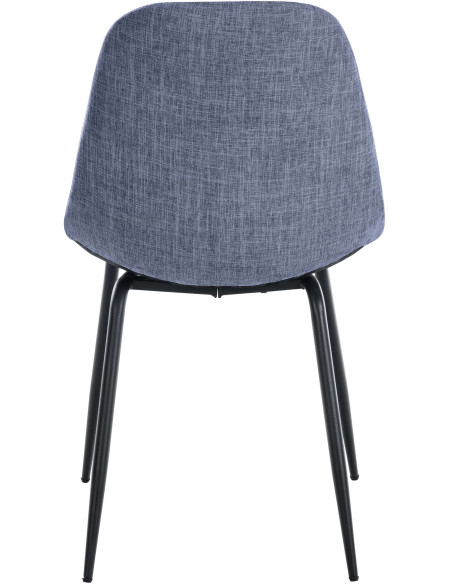 Chaise salle à manger moderne en Tissu Bleu Métal Noir Maralys - 5