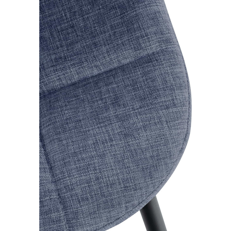Chaise salle à manger moderne en Tissu Bleu Métal Noir Maralys - 6