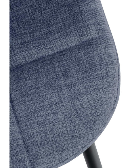 Chaise salle à manger moderne en Tissu Bleu Métal Noir Maralys - 6