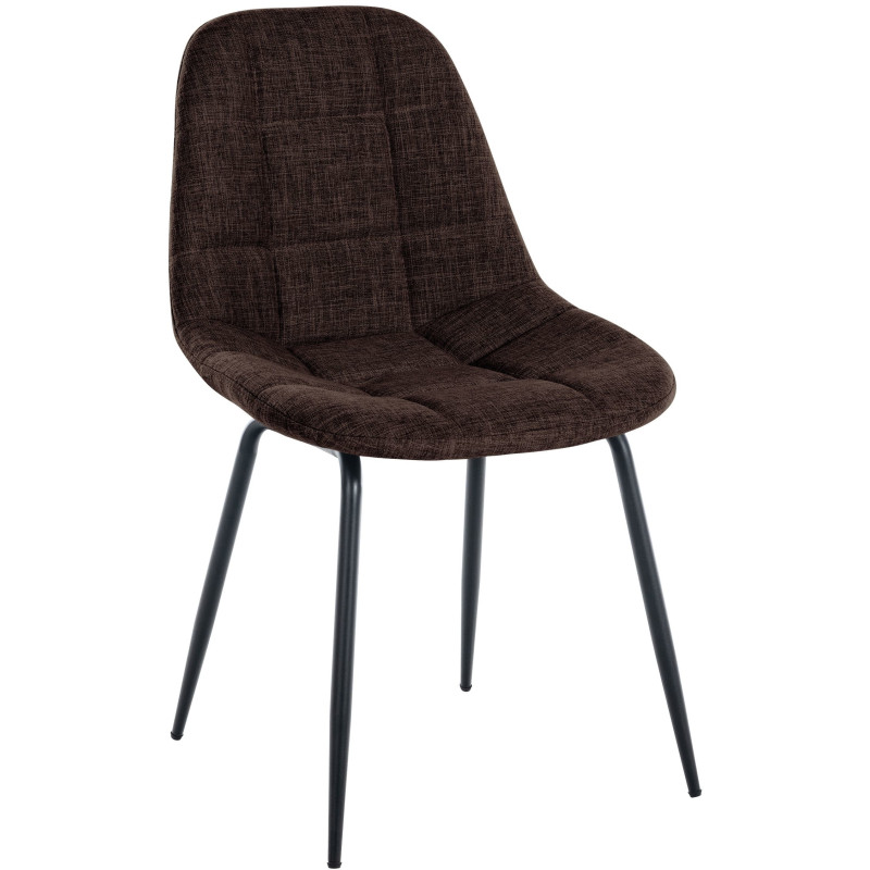 Chaise salle à manger moderne en Tissu Marron Métal Noir Maralys  - 1