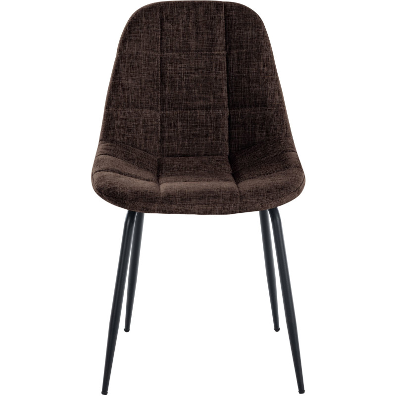 Chaise salle à manger moderne en Tissu Marron Métal Noir Maralys  - 2