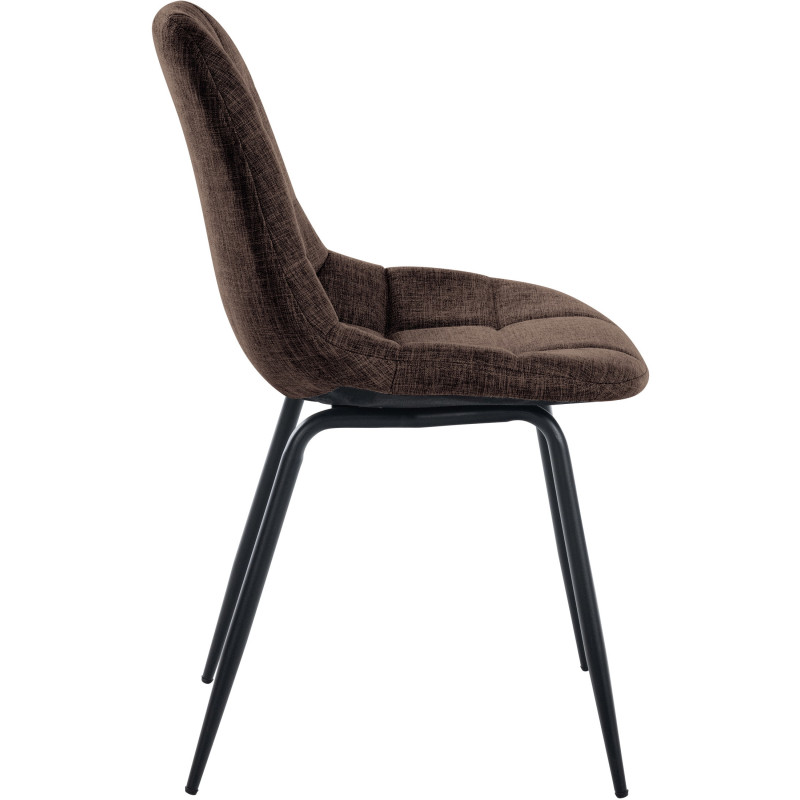 Chaise salle à manger moderne en Tissu Marron Métal Noir Maralys  - 3