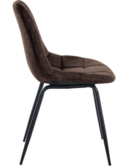 Chaise salle à manger moderne en Tissu Marron Métal Noir Maralys  - 3