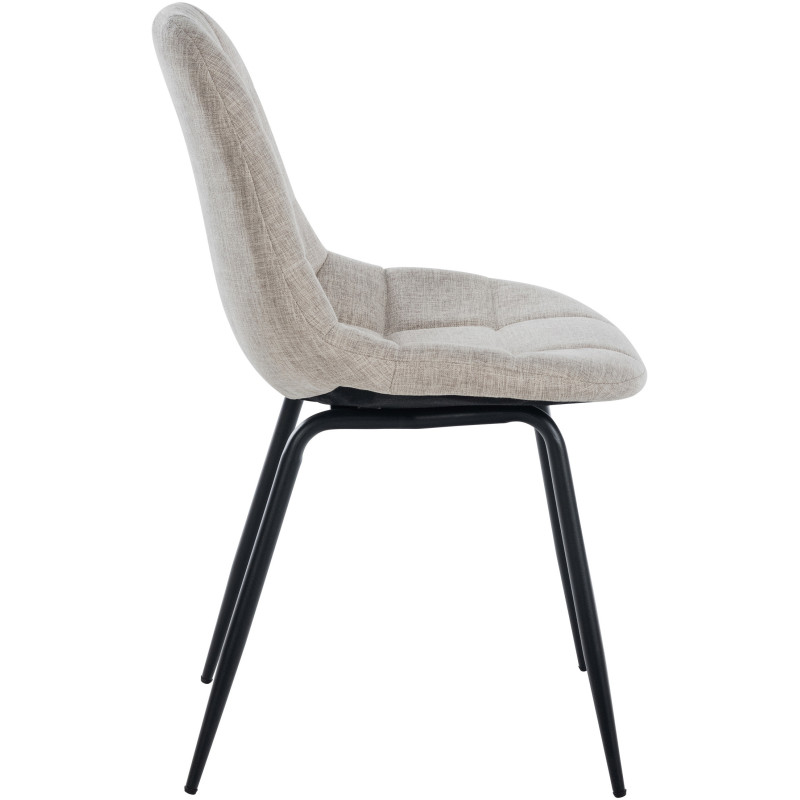 Chaise salle à manger moderne en Tissu Blanc crème Métal Noir Maralys - 3