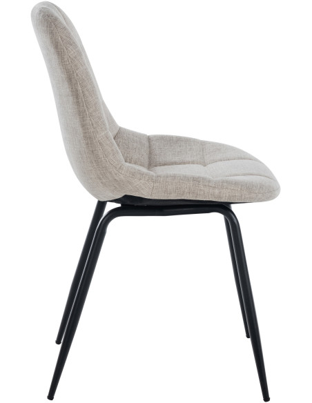Chaise salle à manger moderne en Tissu Blanc crème Métal Noir Maralys - 3