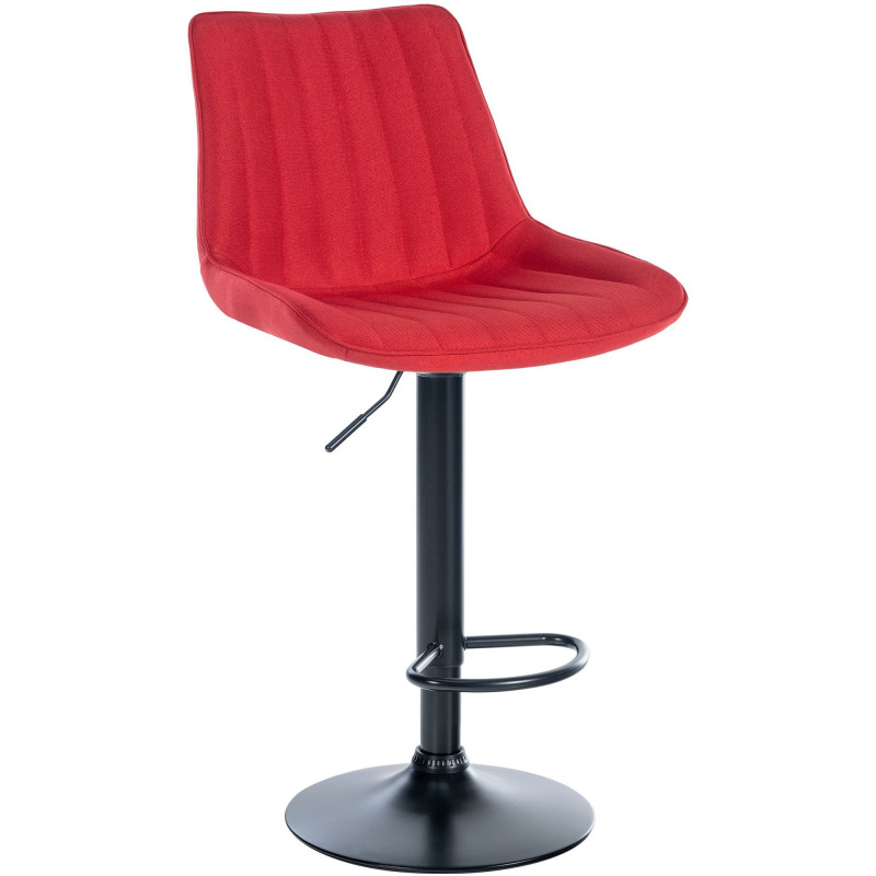 Tabouret de bar Avec dossier Nathan en Polyester Rouge Métal Noir Mat - 1