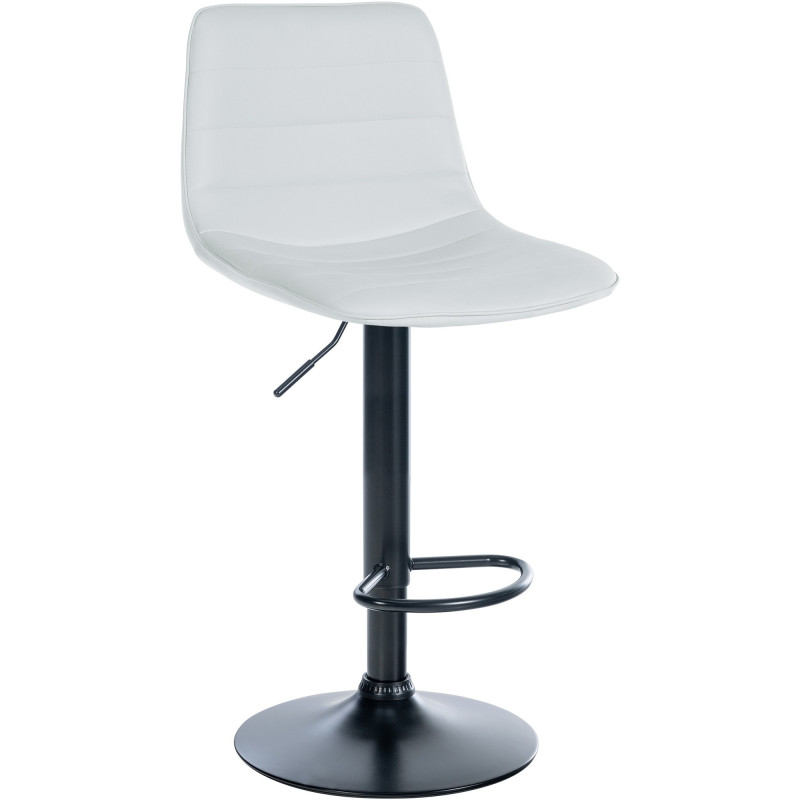 Tabouret de bar réglable pivotant en Polyuréthane Blanc Métal Noir Walter - 1