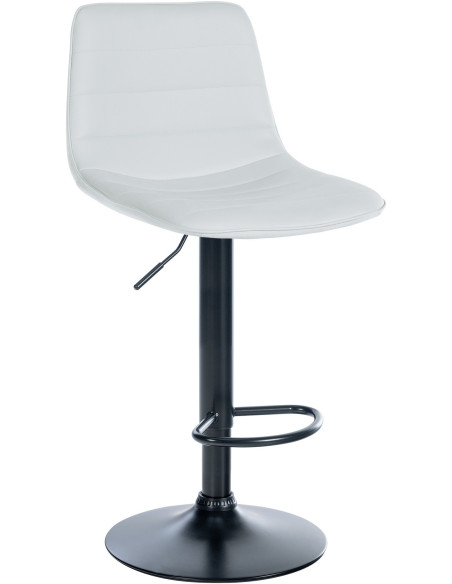 Tabouret de bar réglable pivotant en Polyuréthane Blanc Métal Noir Walter - 1