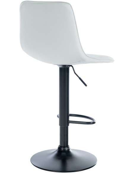 Tabouret de bar réglable pivotant en Polyuréthane Blanc Métal Noir Walter - 2