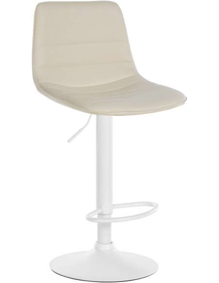 Tabouret de bar réglable pivotant en Polyuréthane Blanc crème Métal Blanc Walter  - 1