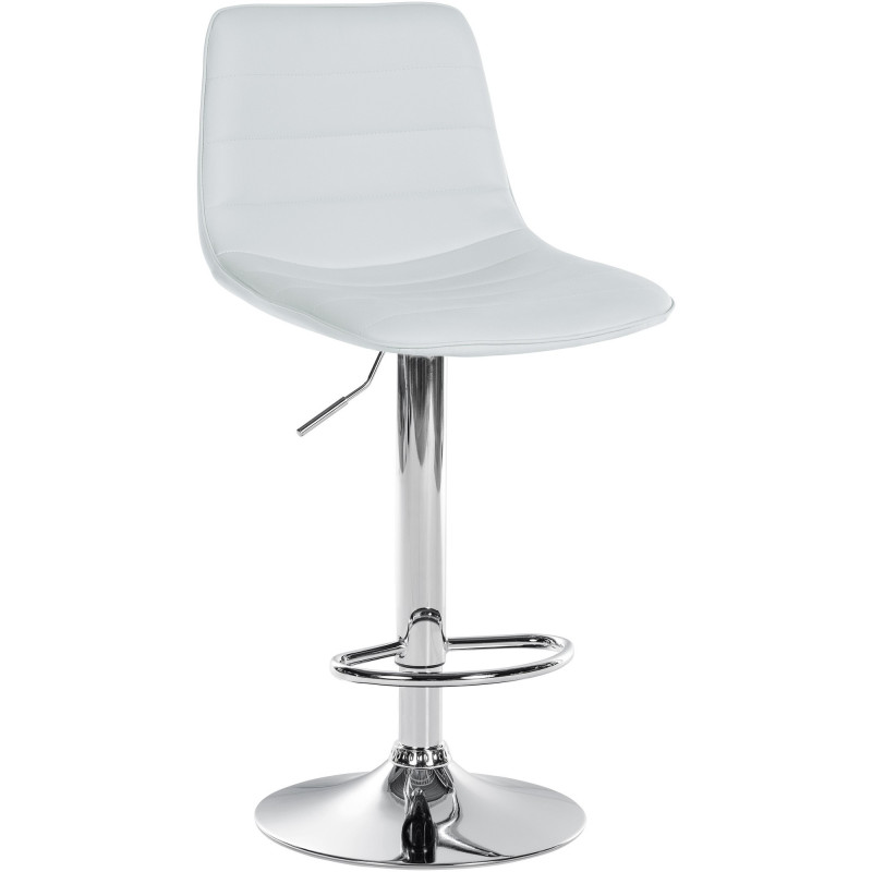 Tabouret de bar réglable pivotant en Polyuréthane Blanc Métal Argenté Walter - 1