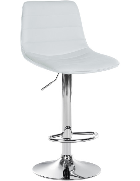 Tabouret de bar réglable pivotant en Polyuréthane Blanc Métal Argenté Walter - 1