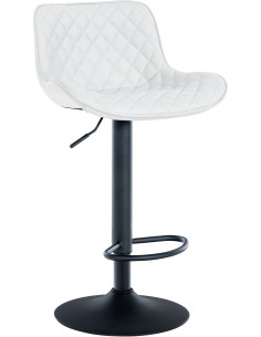Tabouret de bar moderne matelassé en Polyuréthane Blanc Métal Noir Simeon - 1