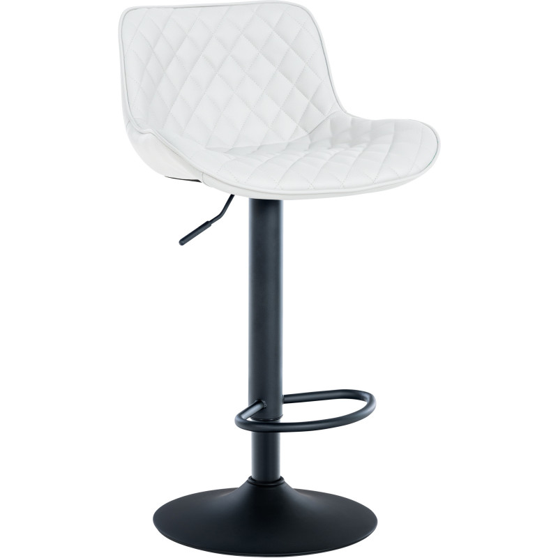 Tabouret de bar moderne matelassé en Polyuréthane Blanc Métal Noir Simeon - 1