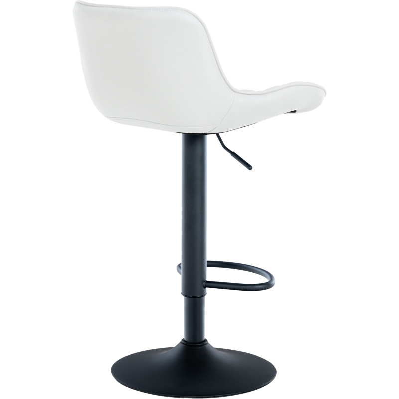 Tabouret de bar moderne matelassé en Polyuréthane Blanc Métal Noir Simeon - 2