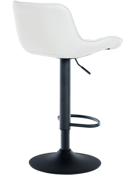 Tabouret de bar moderne matelassé en Polyuréthane Blanc Métal Noir Simeon - 2