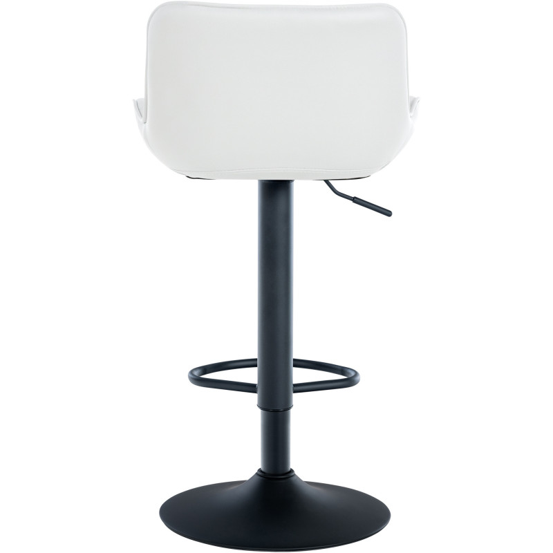 Tabouret de bar moderne matelassé en Polyuréthane Blanc Métal Noir Simeon - 3