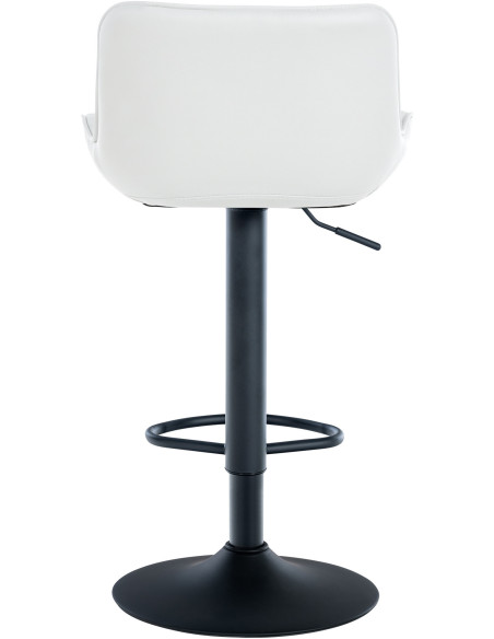 Tabouret de bar moderne matelassé en Polyuréthane Blanc Métal Noir Simeon - 3