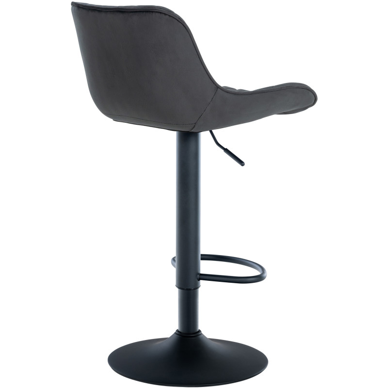 Tabouret de bar moderne matelassé en Velours Noir Métal Noir Simeon - 2