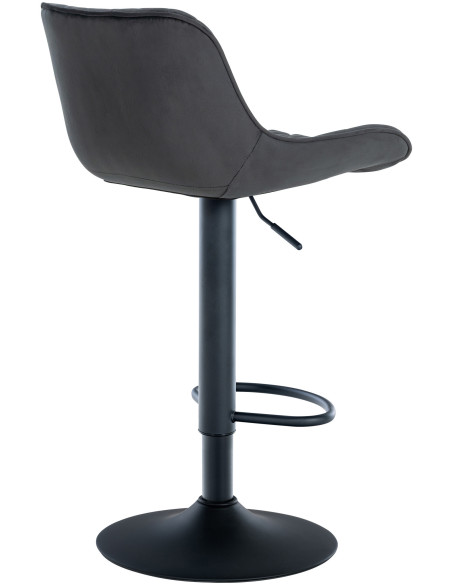 Tabouret de bar moderne matelassé en Velours Noir Métal Noir Simeon - 2