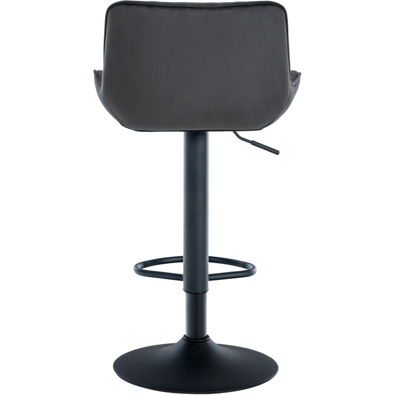 Tabouret de bar moderne matelassé en Velours Noir Métal Noir Simeon - 3