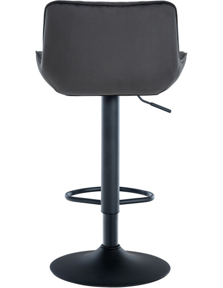Tabouret de bar moderne matelassé en Velours Noir Métal Noir Simeon - 3