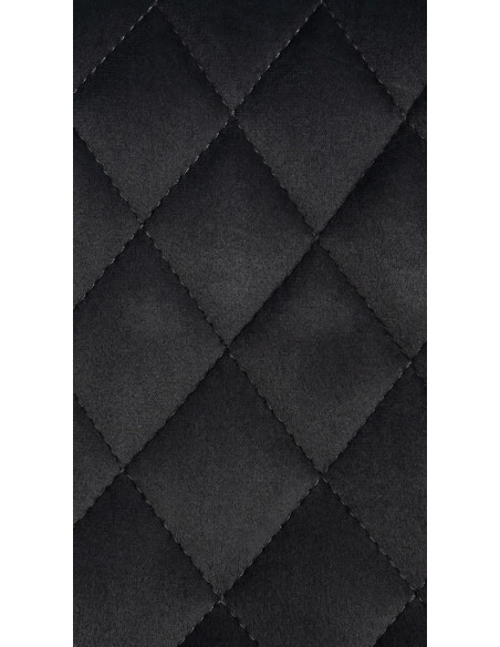 Tabouret de bar moderne matelassé en Velours Noir Métal Noir Simeon - 4