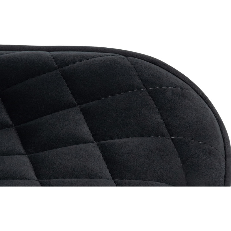 Tabouret de bar moderne matelassé en Velours Noir Métal Noir Simeon - 5