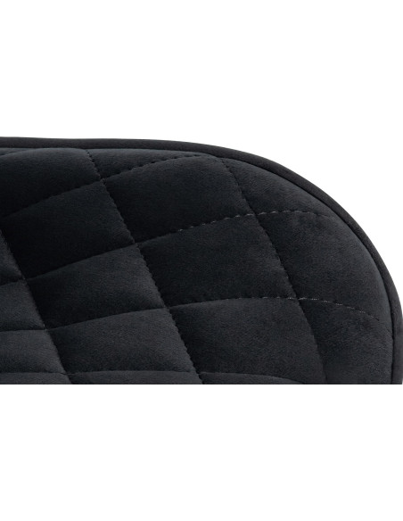 Tabouret de bar moderne matelassé en Velours Noir Métal Noir Simeon - 5