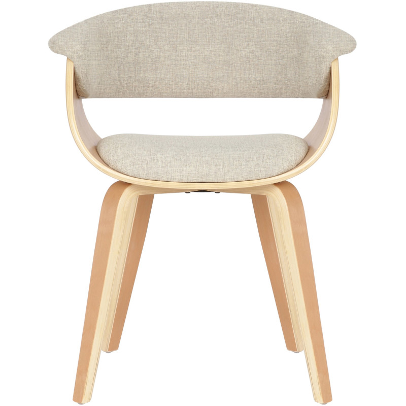 Fauteuil de table moderne en Tissu Blanc crème Bois Naturel Anatole - 2