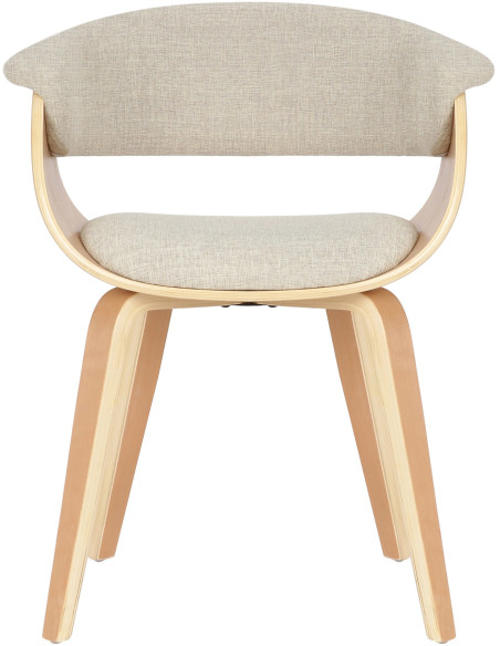 Fauteuil de table moderne en Tissu Blanc crème Bois Naturel Anatole - 2