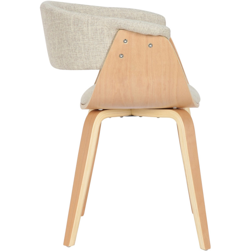 Fauteuil de table moderne en Tissu Blanc crème Bois Naturel Anatole - 3