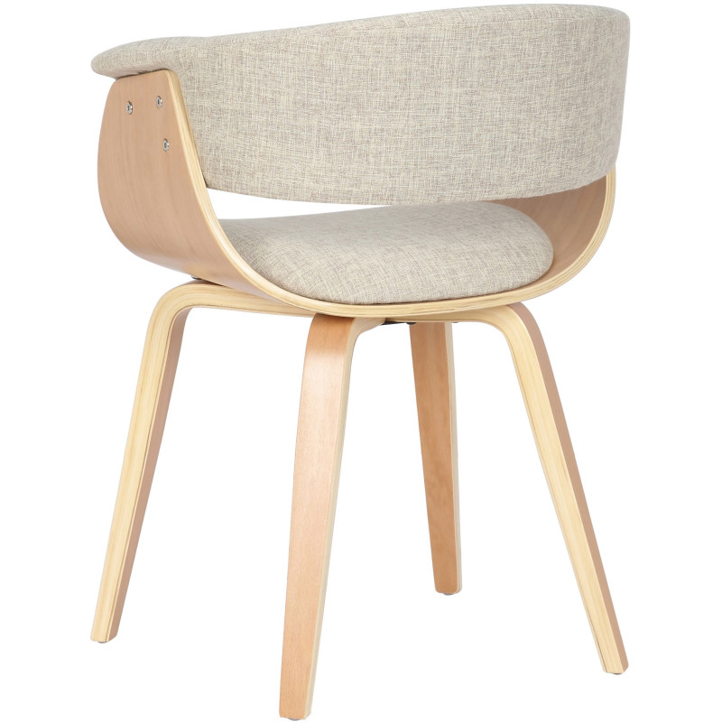 Fauteuil de table moderne en Tissu Blanc crème Bois Naturel Anatole - 4