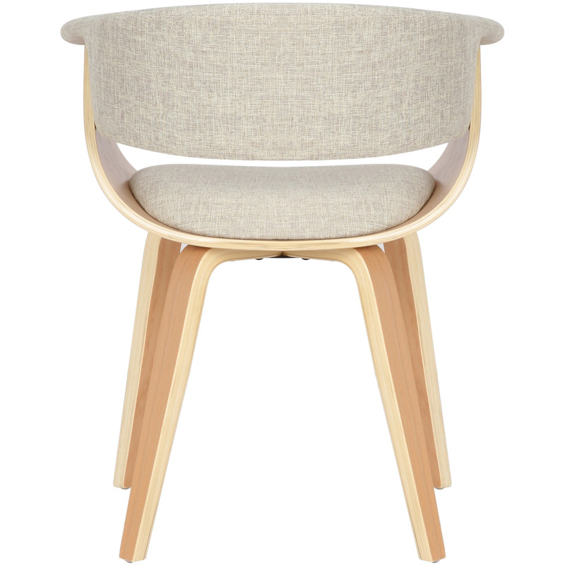 Fauteuil de table moderne en Tissu Blanc crème Bois Naturel Anatole - 5