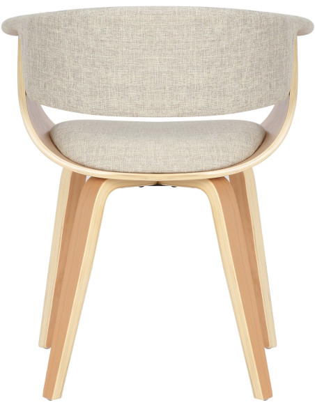 Fauteuil de table moderne en Tissu Blanc crème Bois Naturel Anatole - 5